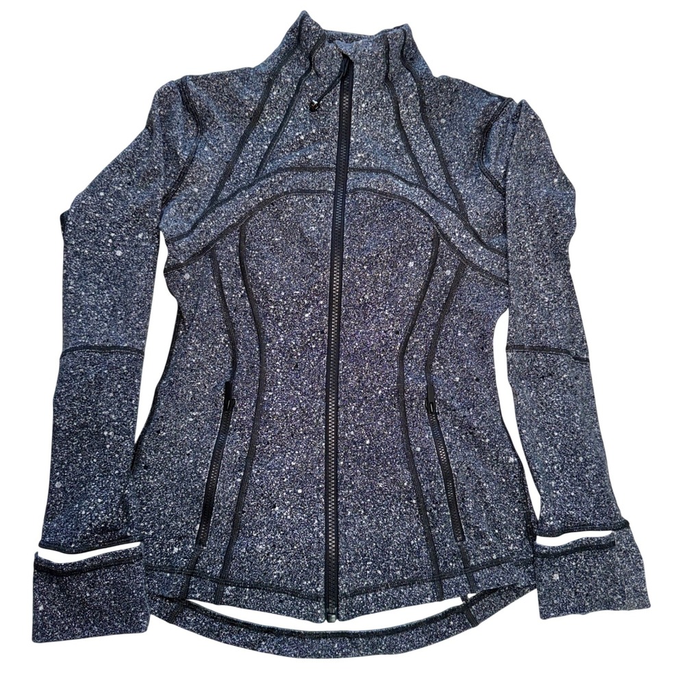 Lululemon Define Jacket Size 4 Vintage Speckled Black White Full Zip Yoga Gym